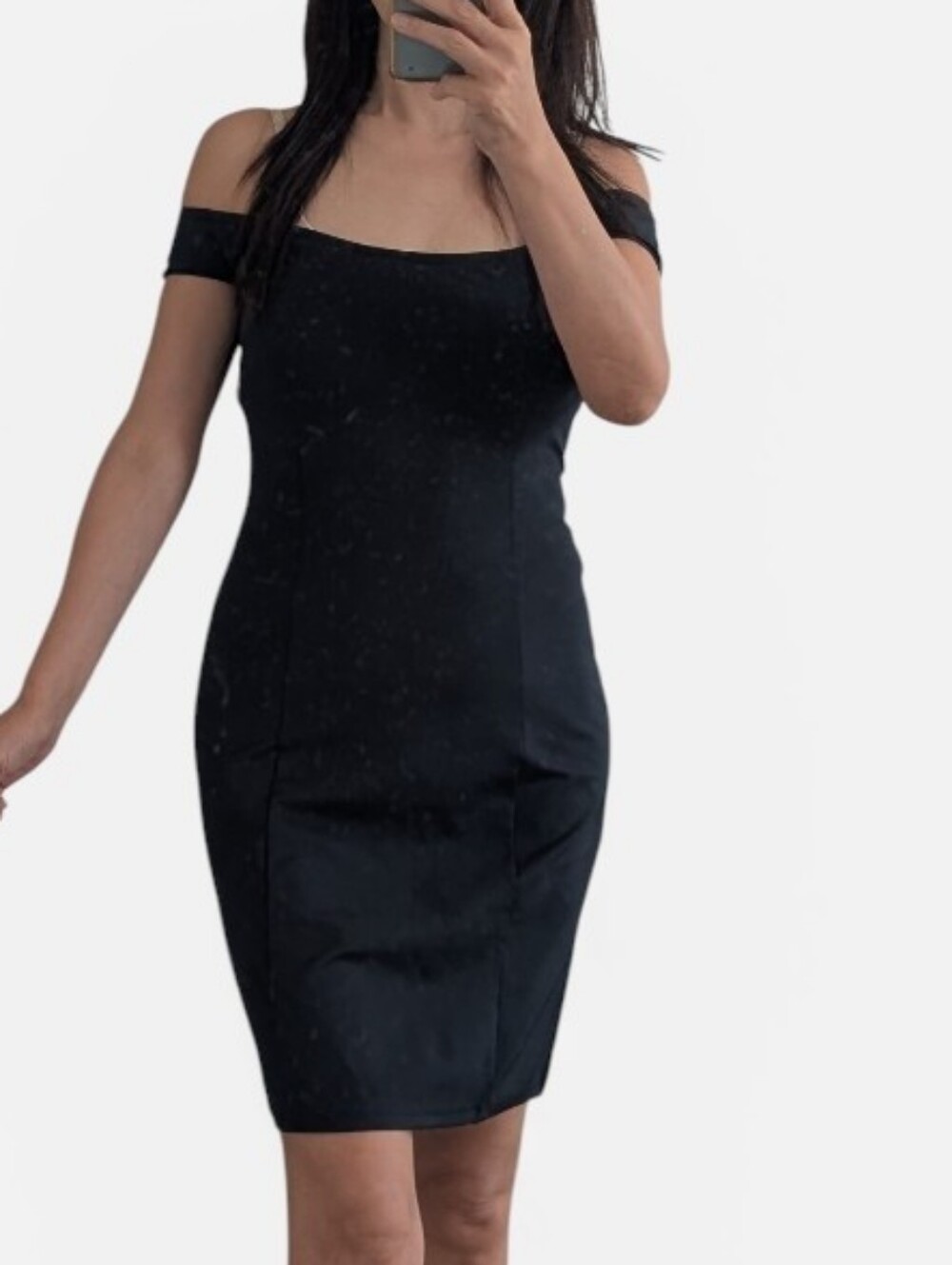 Open Edit Off-Shoulder Black Bodycon Dress